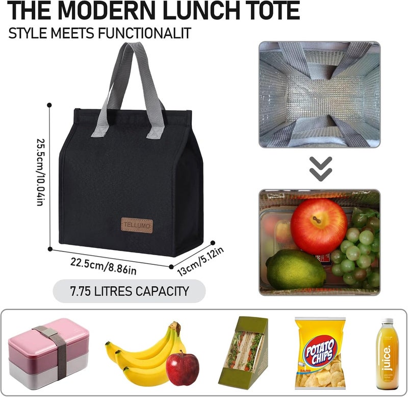 TELLUMO Lunch bag, Insulated Lunch Bag for Women Men Large Lunch Box Container Reusable Leakproof Tote for Office, Work, School, Beach or Travel (Dark) - Image 4